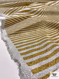 Metallic Stripe Brocade - White/Gold/Silver