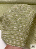 Italian Striped Textured Brocade - Green