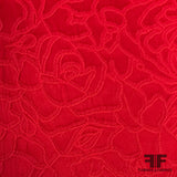 Raised Surface Roses Textured Brocade - Red - Fabrics & Fabrics