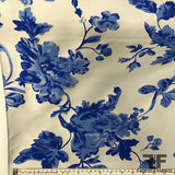 Italian Large Scale Floral Brocade - Blue/White
