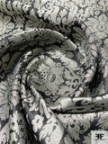 Damask Woven Brocade - Charcoal Grey / Light Grey