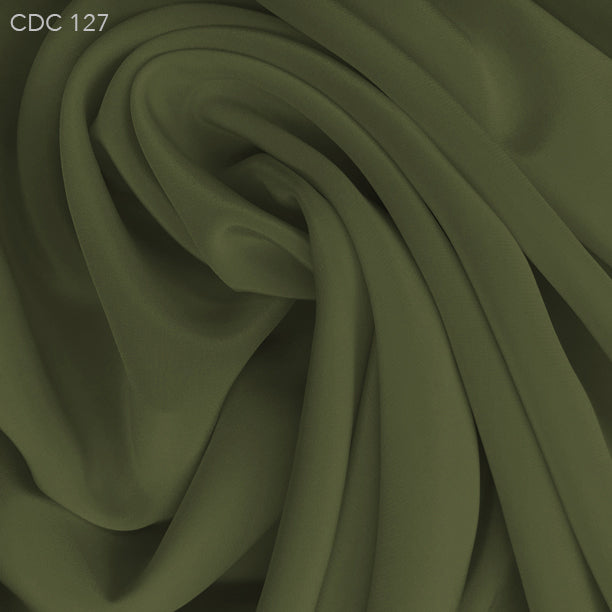 Silk Crepe de Chine - Khaki Green - Fabrics & Fabrics