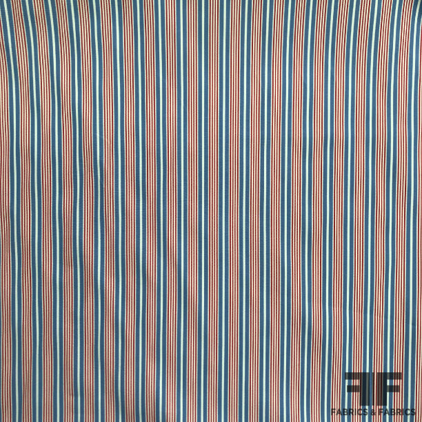 Red/White/Blue Striped Cotton Shirting - Fabrics & Fabrics