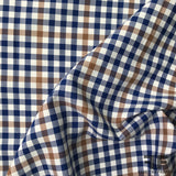 Gingham Check Cotton Shirting - Navy/White/Blue