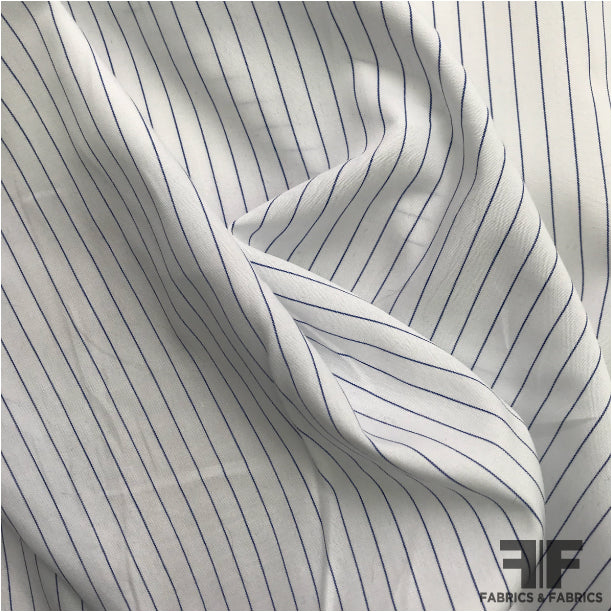 Pinstripe Cotton Shirting - Blue/White