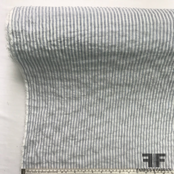 Crinkled Cotton Shirting - Blue/White - Fabrics & Fabrics NY