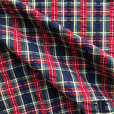 Plaid Seersucker Cotton Shirting - Multicolor