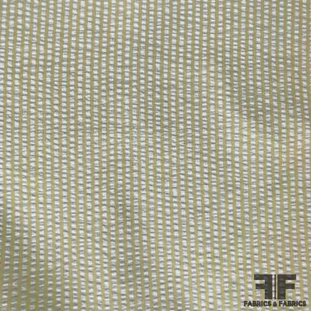Striped Seersucker Cotton Shirting - Yellow/White