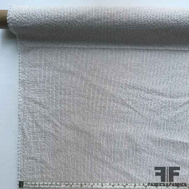 Striped Seersucker Cotton Shirting - Brown/White