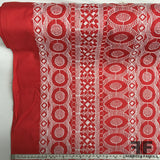 Geometric Embroidered Cotton - Red/White