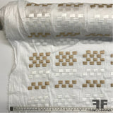 Abstract Check Embroidered Cotton - White/Beige - Fabrics & Fabrics NY