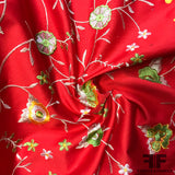 Bold Floral Embroidered Cotton - Red