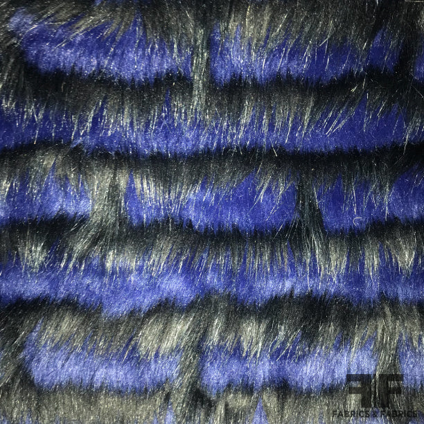Striped Faux Fur - Blue/Black