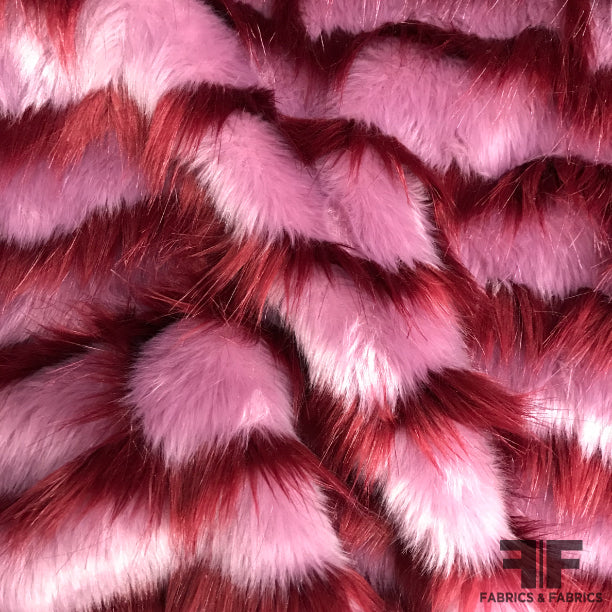 Striped Faux Fur - Purple/Maroon - Fabrics & Fabrics