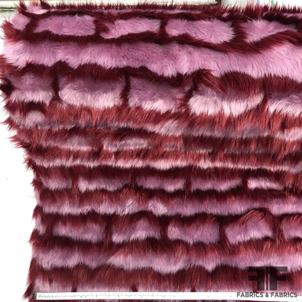 Striped Faux Fur - Purple/Maroon - Fabrics & Fabrics