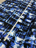 Abstract Painterly Cotton and Silk Broadcloth - Blue/ Black