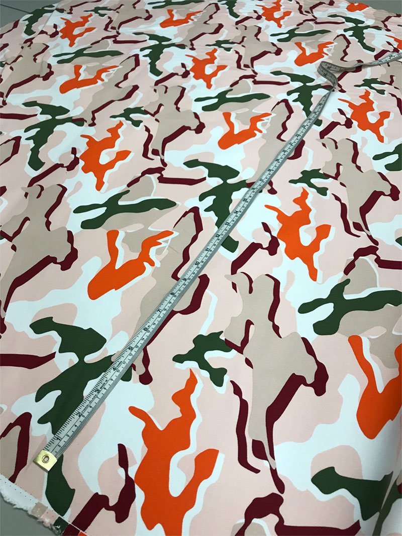 Camouflage Printed Stretch Cotton Twill - Green, Pink, Taupe