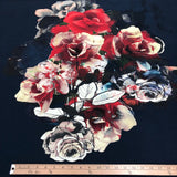 Carolina Herrera Cotton Faille Floral Panel  - Navy/Multicolor - Fabrics & Fabrics