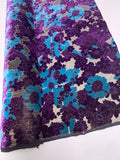 Anna Sui Floral Cut Velvet on Metallic Silk Chiffon - Violet/Blue/Black/Gold