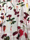 Italian 'Erotico' Floral Drip Printed Cotton Poplin - White/Red