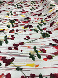 Italian 'Erotico' Floral Drip Printed Cotton Poplin - White/Red