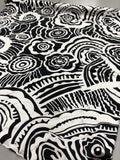 Abstract Large Scale Floral Printed Silk Charmeuse - Black / White