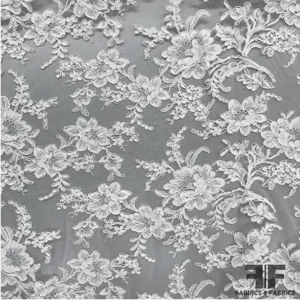 French Delicate Floral Alencon Lace - Ivory – Fabrics & Fabrics