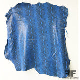 Snake Printed Finished Sueded Leather - Blue/Black - Fabrics & Fabrics