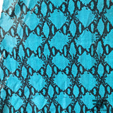 Snake Printed Finished Sueded Leather - Teal/Black - Fabrics & Fabrics