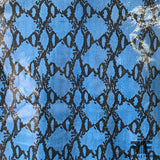 Snake Print Finished Sueded Leather - Bright Blue/Black - Fabrics & Fabrics