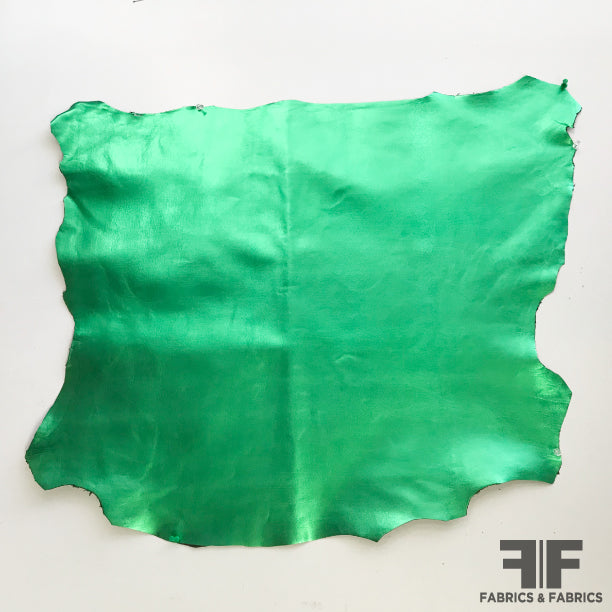 Metallic Green Leather - Fabrics & Fabrics