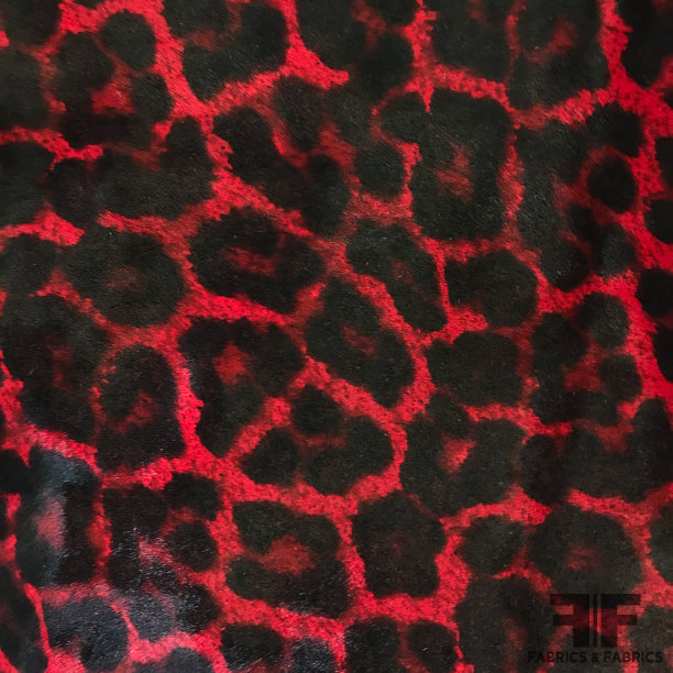 Leopard Print Hair-on Calf Skin - Red/Black - Fabrics & Fabrics