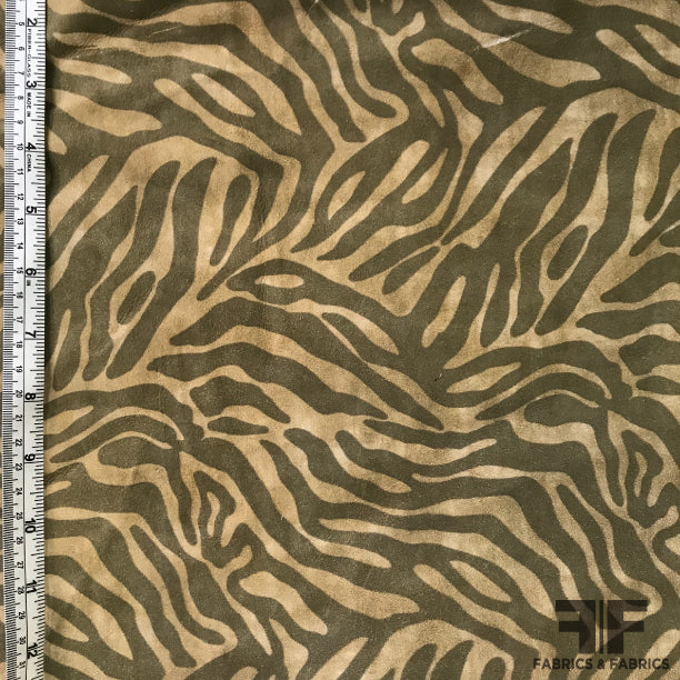 Zebra Print Leather on Sueded Side - Beige/Taupe - Fabrics & Fabrics
