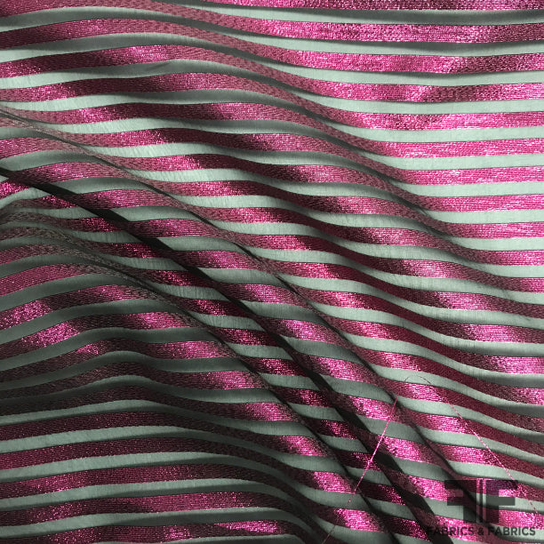 Striped Metallic Lamé - Pink/Black