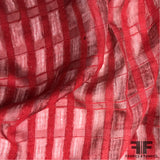 Checkered Semi Sheer Linen - Red - Fabrics & Fabrics NY