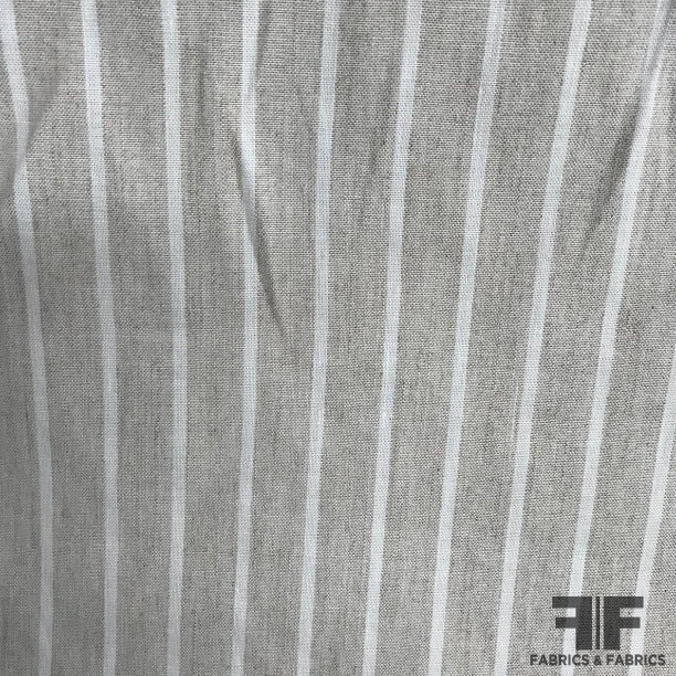 Classic Striped Linen - Beige/White - Fabric by the Yard Classic Striped Linen - Beige/White - Fabric by the Yard