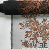 Floral Embroidered Netting - Copper/Black