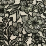 Blooming Floral Embroidered Netting - Black/Silver - Fabrics & Fabrics NY