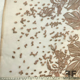 Floral Embroidered Netting - Beige 