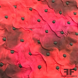 Tye Dye Ruched Silk Chiffon - Red/Pink