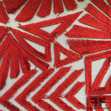 Geometric Embroidered Netting - Red