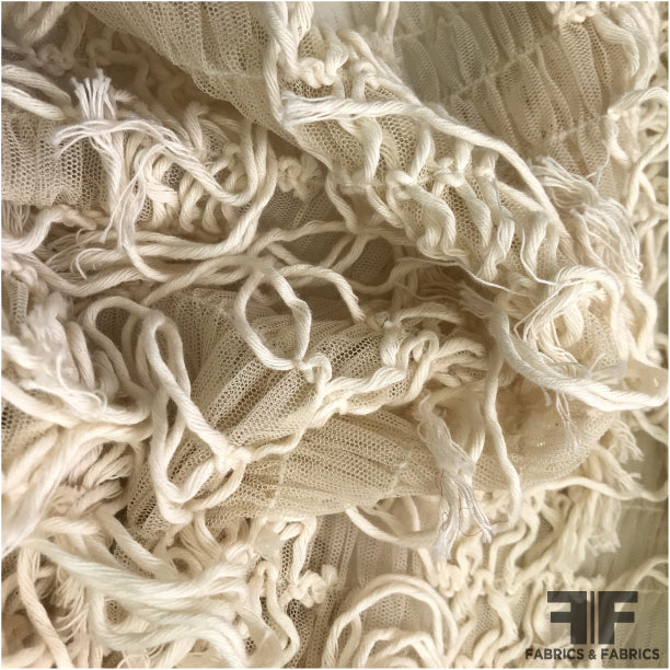 Cream Ruched Novelty Netting Fabrics & Fabrics