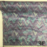 Embroidered Zig Zag Novelty Silk - Blue/Purple - Fabrics & Fabrics NY
