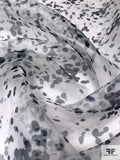 Spotted Printed Silk Organza - Navy / Off-White