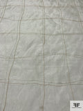 Threaded Windowpane Silk Organza - Off-White / Champagne / Silver