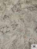 Paisley Printed Silk Organza - Beige / Grey / Subtle Blue