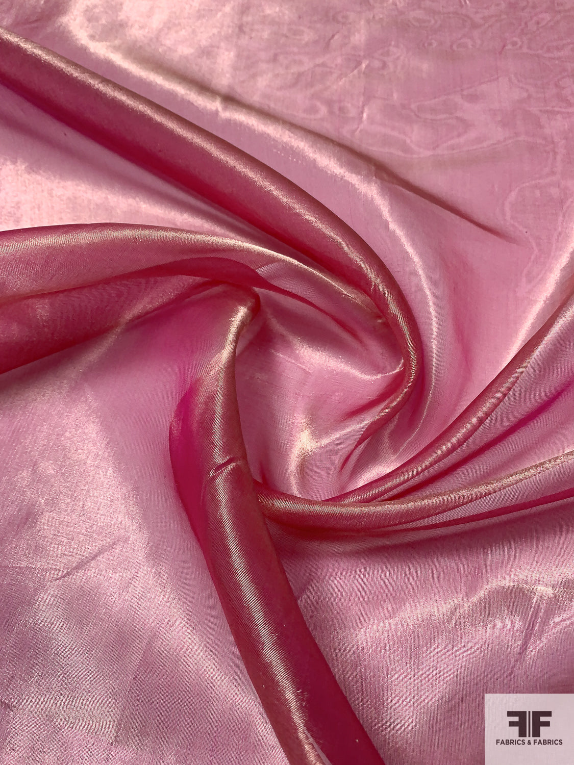 Solid Metallic Lamé Silk Organza - Pink/Gold