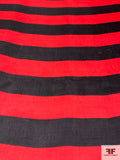 Horizontal Striped Printed Satin Face Organza - Red / Black