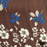 Tropical Floral Printed Silk Charmeuse - Brown