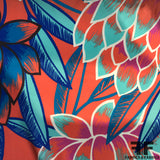 Floral Printed Silk Charmeuse on Matte side - Coral